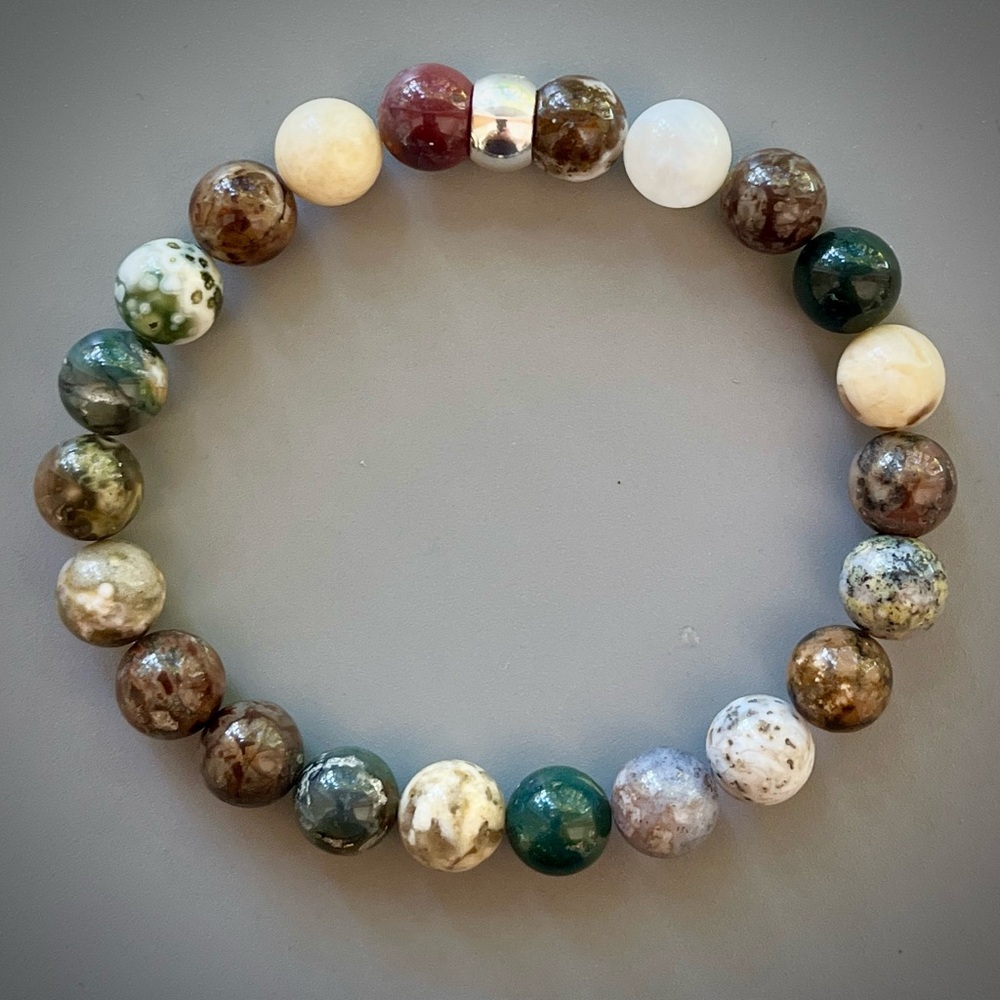 Ocean Jasper Handcrafted Bead Bracelet - Picture 5 of 7